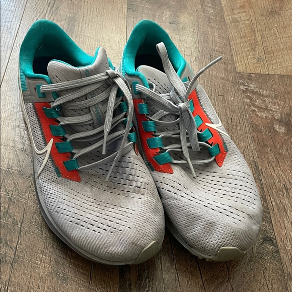 unisex miami dolphins nike gray zoom pegasus 38 running shoe